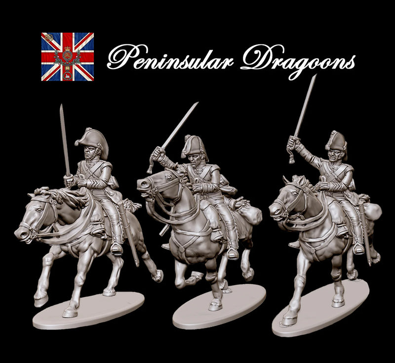 Napoleonic British Heavy Dragoons Peninsular War, 28 mm Scale Model Plastic Figures Trooper Poses