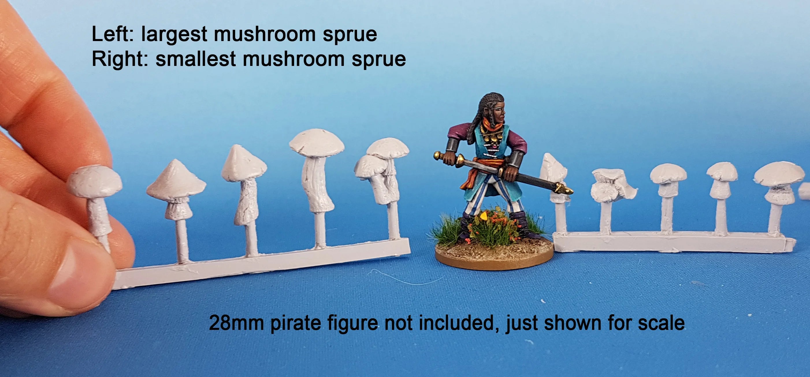 Mushrooms (20) 28 mm Scale Models Size Comparison