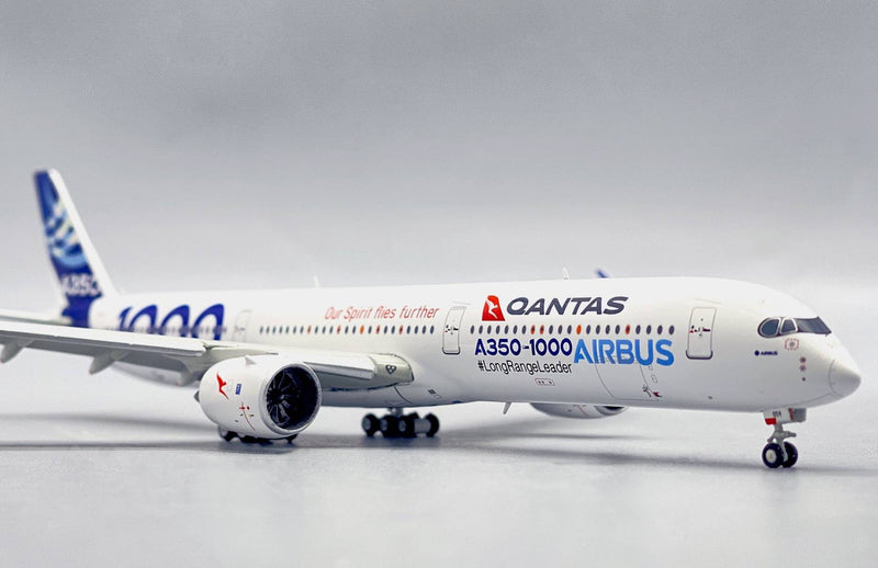 Airbus A350-1000 Airbus House / Qantas Livery (F-WMIL) Flaps Down, 1/400 Scale Diecast Model Right Front Close Up