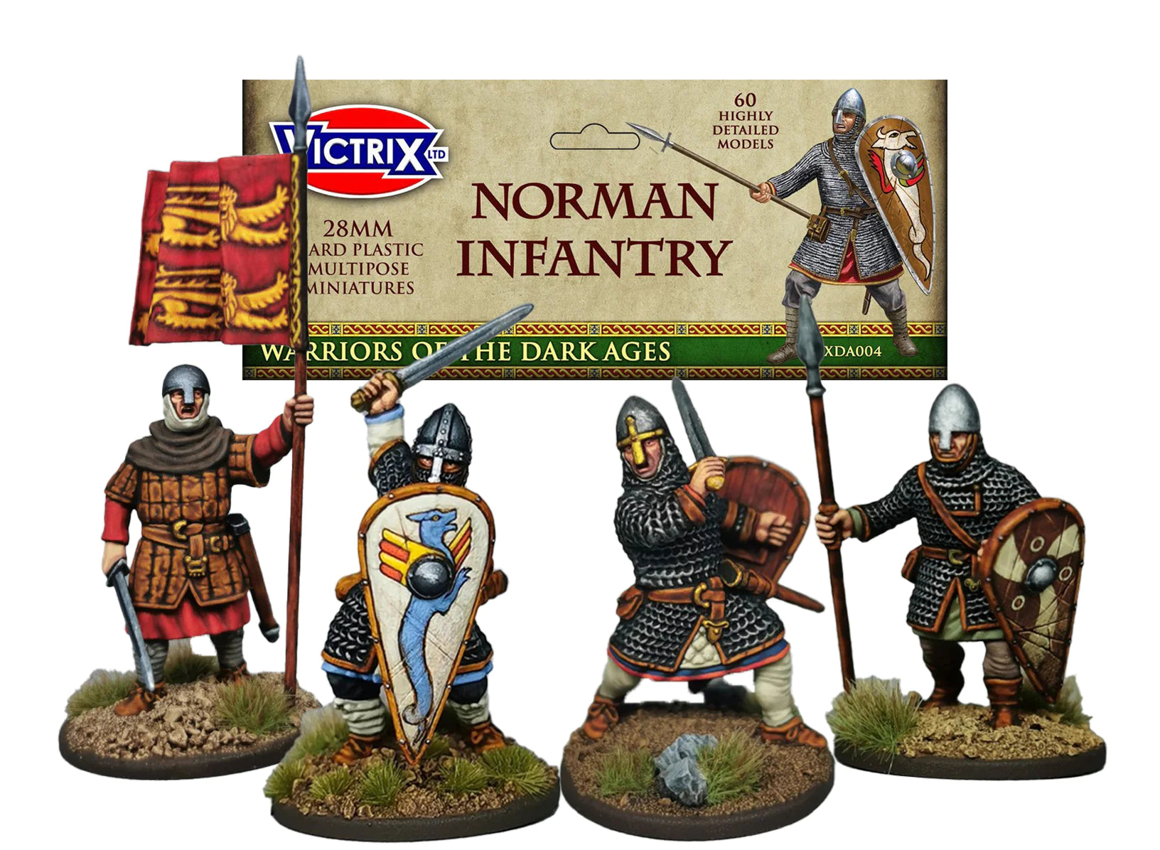 Norman Infantry, 28 mm Scale Model Plastic Figures