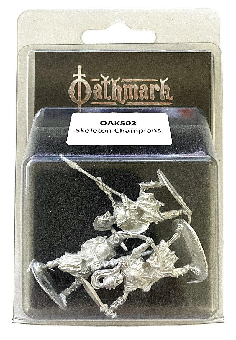 Oathmark Skeleton Champions, 28 mm Scale Metal Figures Blister Packaging