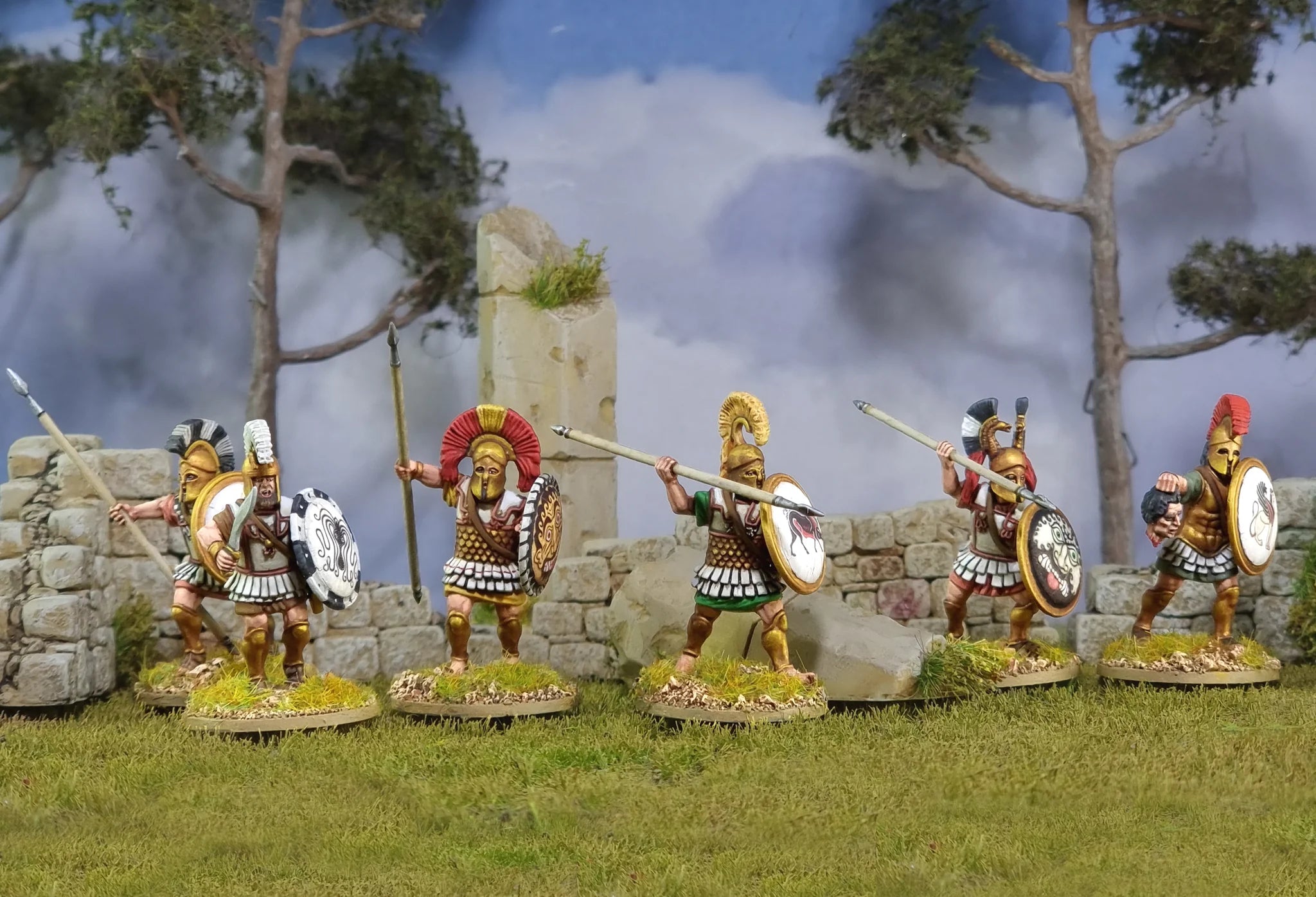 Greek Hoplites, 28 mm Scale Model Plastic Figures Example Diorama