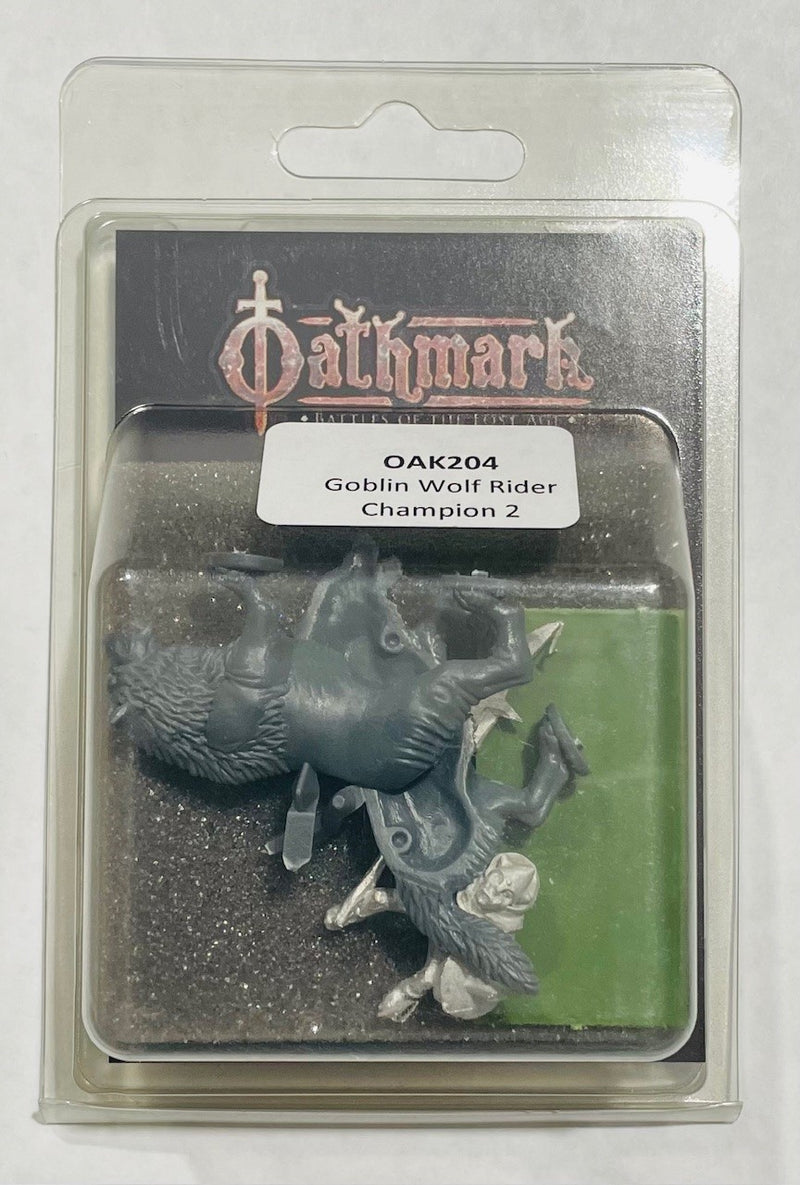 Oathmark Goblin Wolf Rider Champion 2, 28 mm Scale Metal Figures Packaging