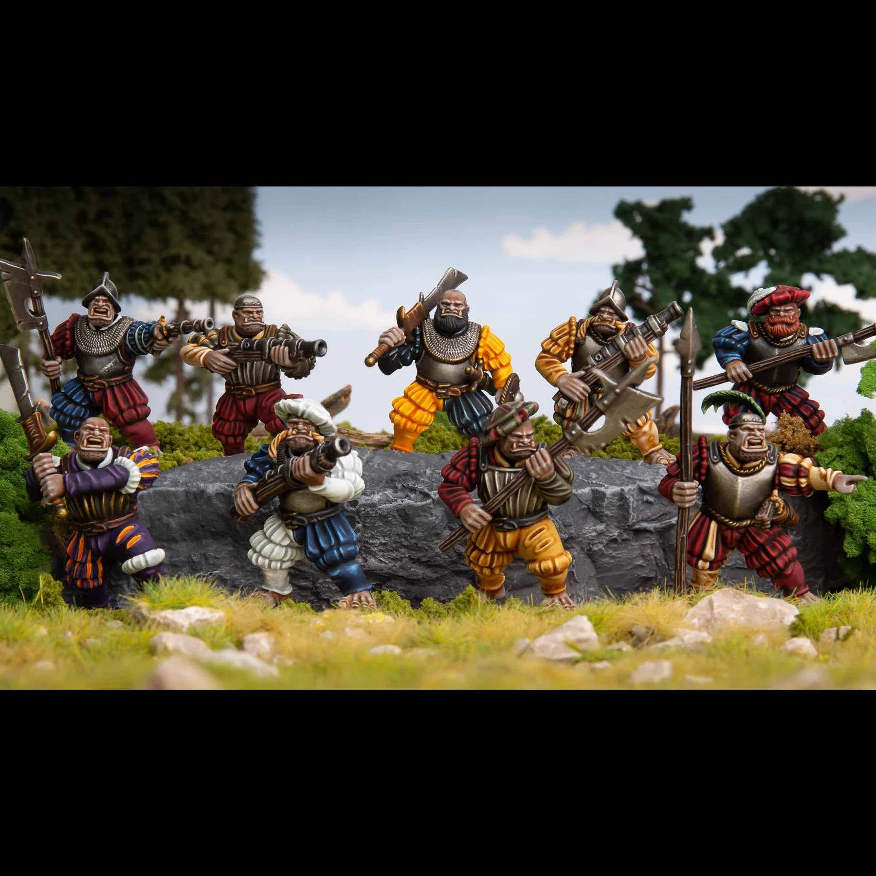 Landsknecht Ogres, 28 mm Scale Model Plastic Figures Painted Diorama