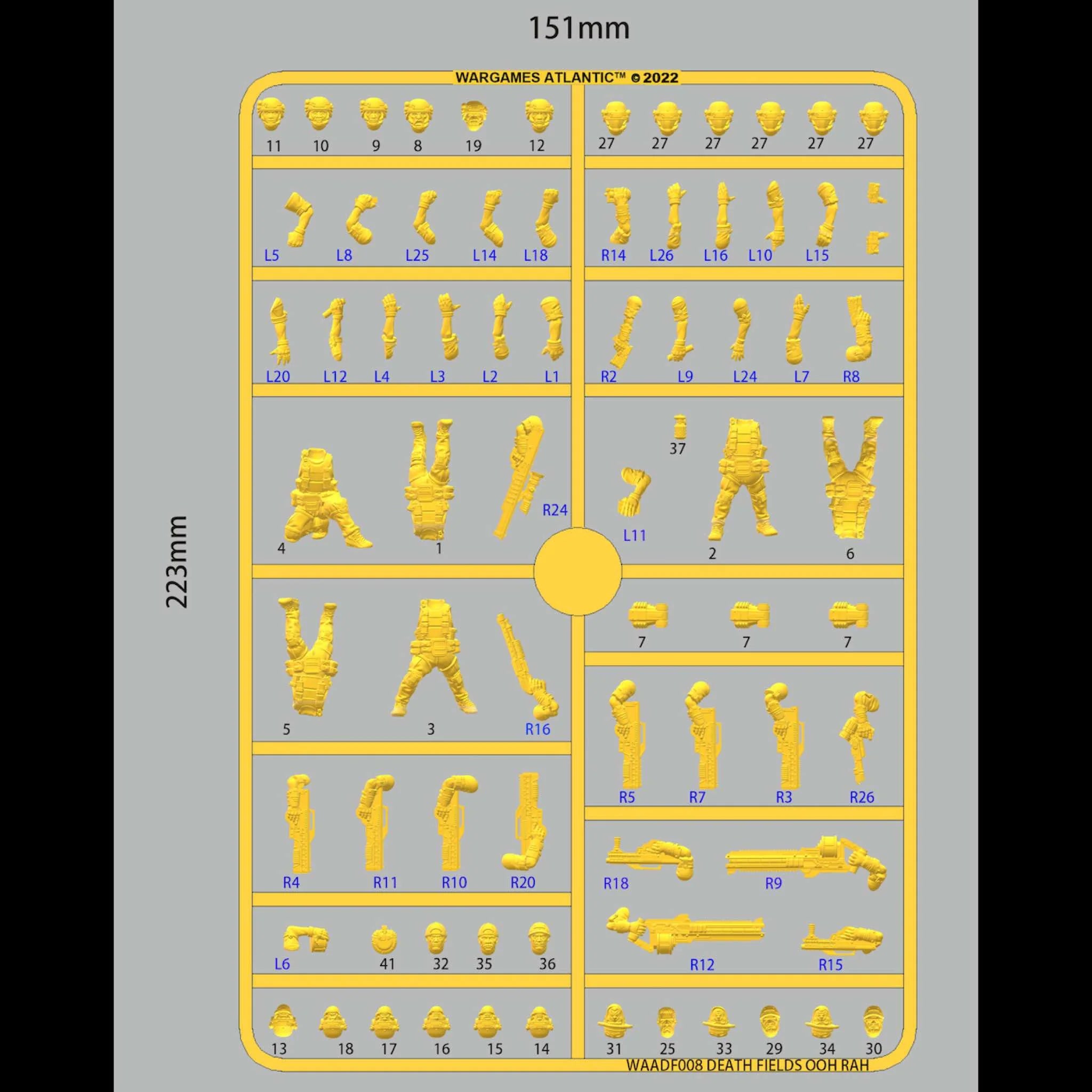 Ooh Rah, 28 mm Scale Model Plastic Figures Frame Part Diagram