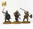 Early Saxon Unarmoured Warriors, 28 mm Scale Model Plastic Figures Close Up Front View