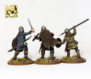 Early Saxon Unarmoured Warriors, 28 mm Scale Model Plastic Figures Close Up Back View