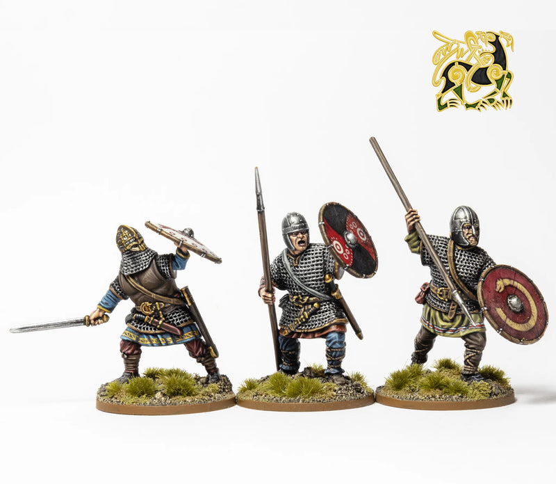 Early Saxon Armoured Warriors, 28 mm Scale Model Plastic Figures Close Up Example Figures