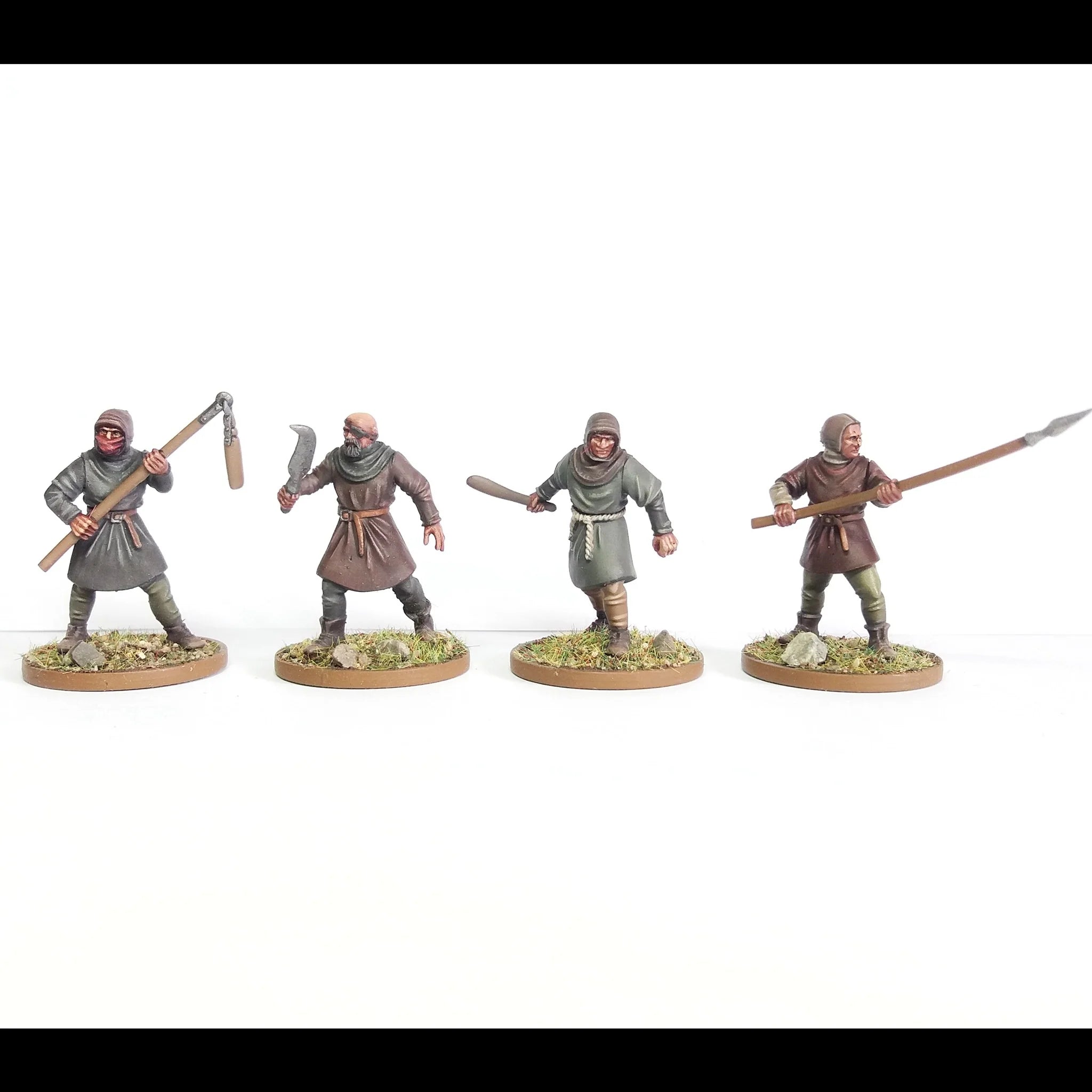 Peasants Levy (1100-1350) 28 mm Scale Model Plastic Figures Painted Group A
