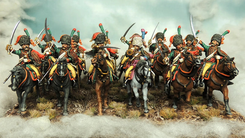 French Chasseur Ã Cheval if the Old Guard, 28 mm Scale Model Plastic Figures Painted Example