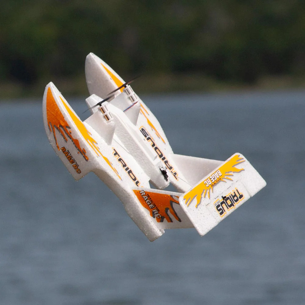 Tribus 250 Electric Powered RTF Amphibious Aircraft; Orange Flying stunts