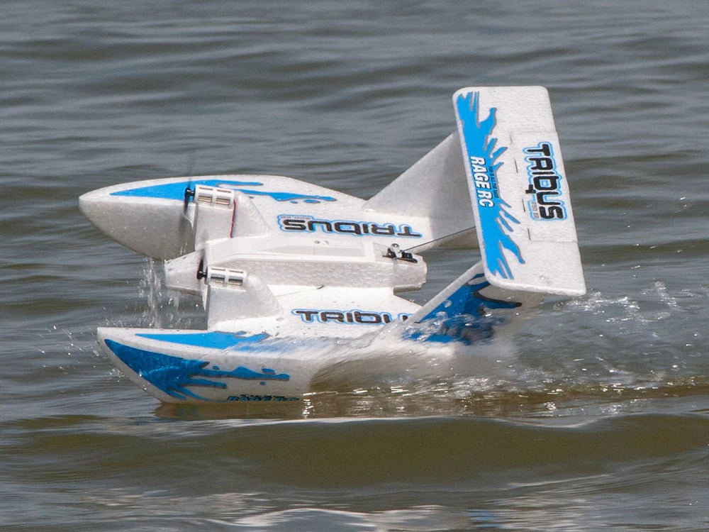 Tribus 250 Electric Powered RTF Amphibious Aircraft (Blue) Water Takeoff