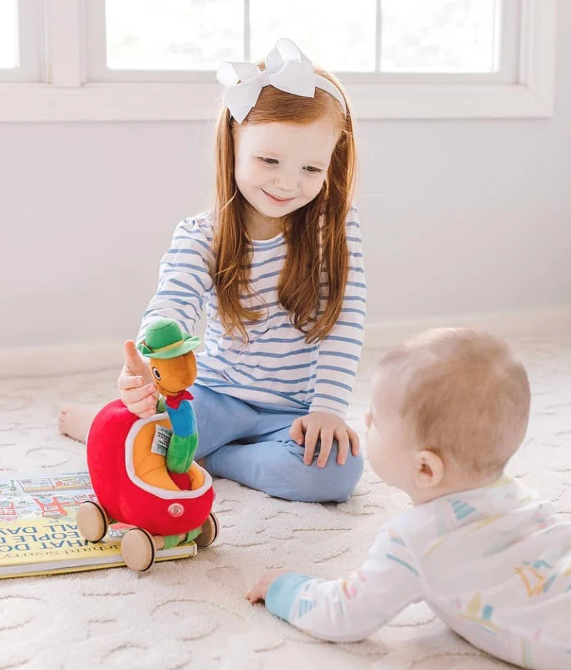 Lowly Worm Soft Toy With Applecar At Play