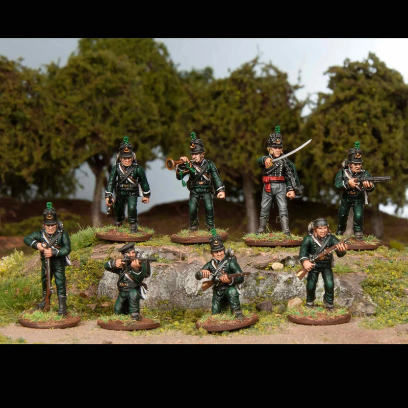 British Riflemen, 28 mm Scale Model Plastic Figures Painted Examples