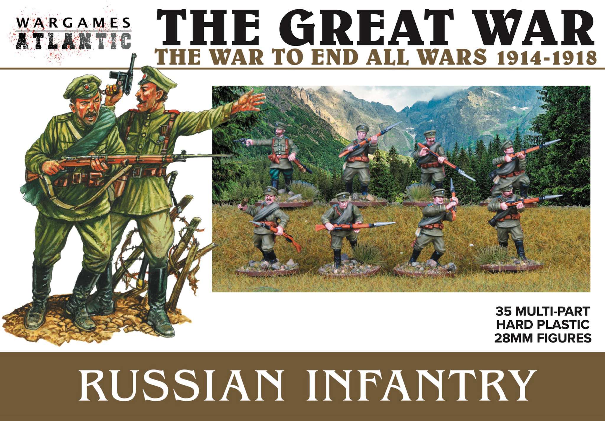 Russian Infantry (1914-1918), 28 mm Scale Model Plastic Figures