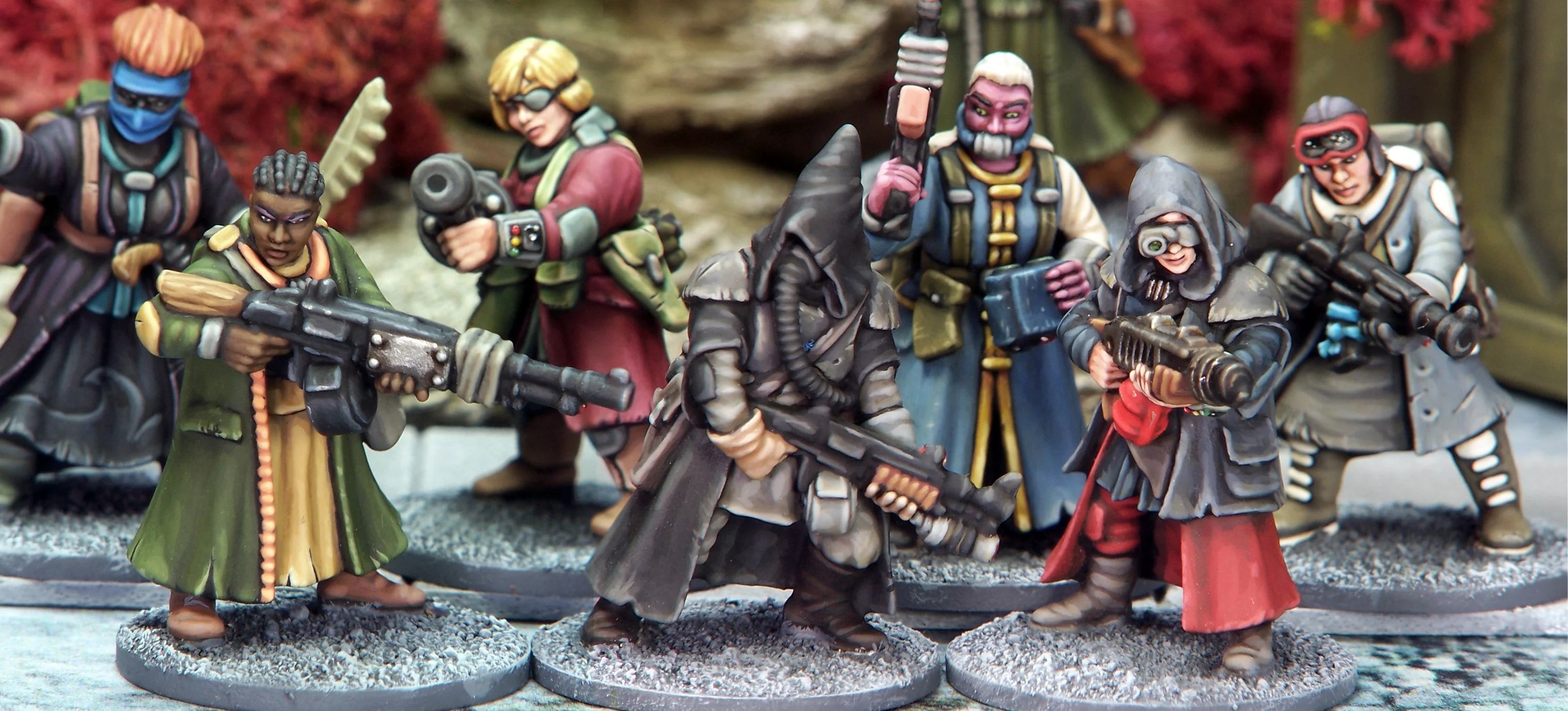 Stargrave Scavengers II, 28 mm Scale Model Plastic Figures Close Up