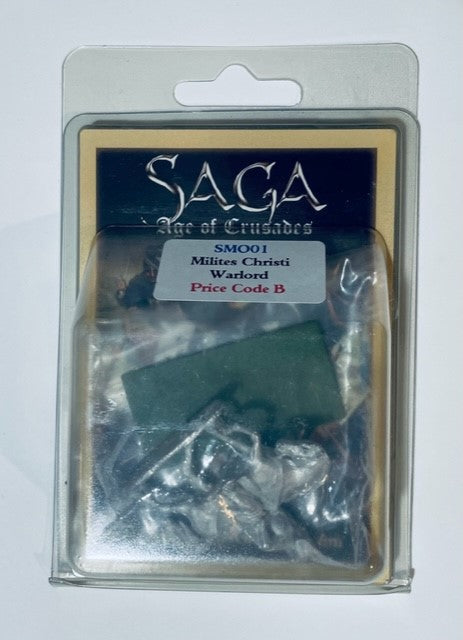 SAGA Age Of Crusades, Milites Christi Mounted Warlord, 28 mm Scale Metallic Figure Packaging