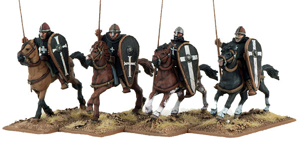 SAGA Age Of Crusades, Milites Christi Mounted Brothers (Hearthguard), 28 mm Scale Metallic Figures With Spears