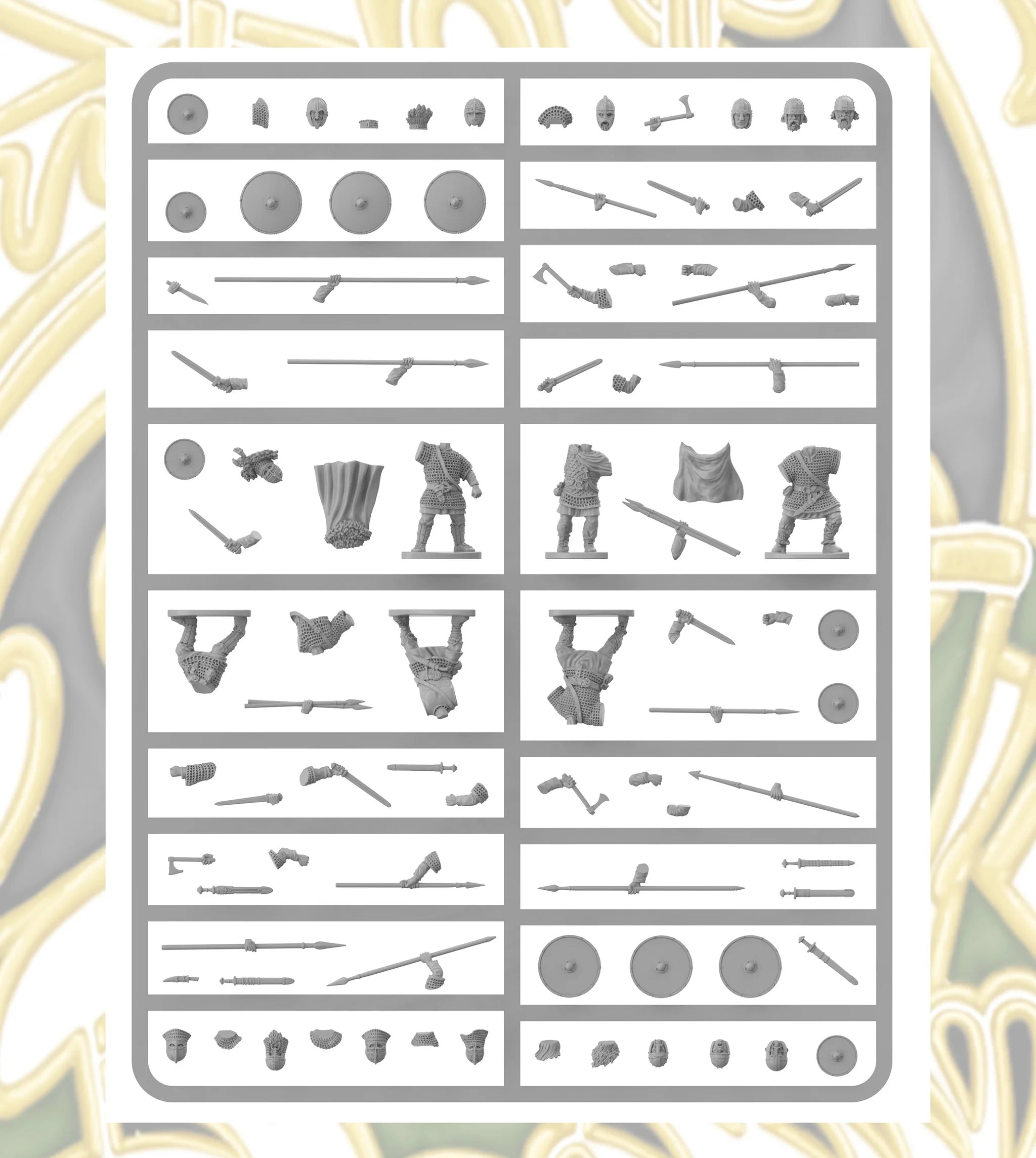 Early Saxon Armoured Warriors, 28 mm Scale Model Plastic Figures Example Frame