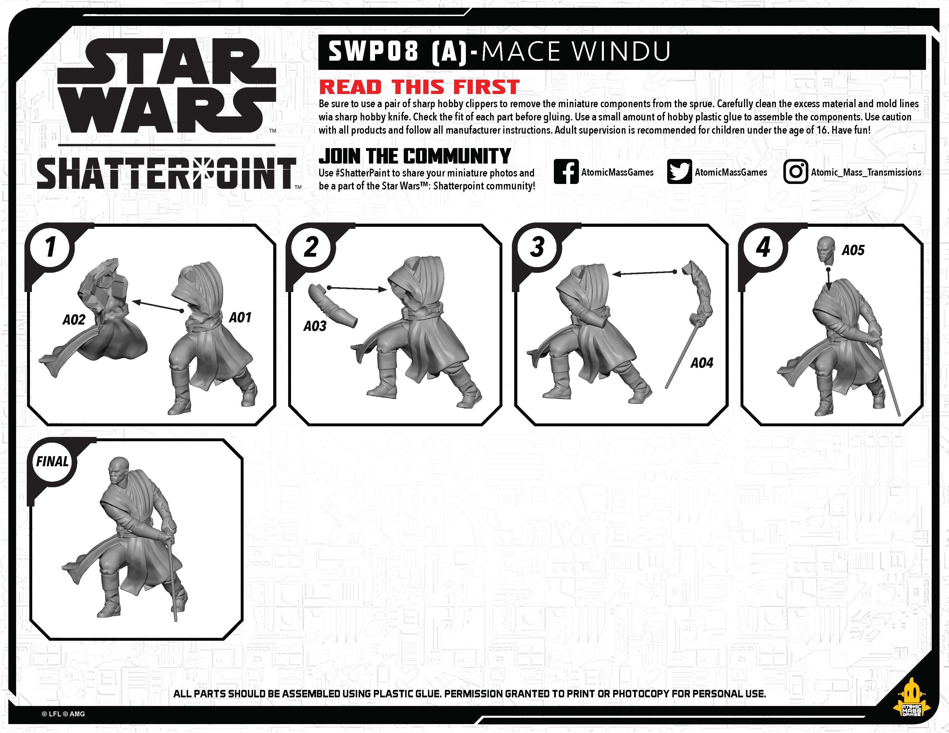 Assembly Instructions for Mace Windu in the This Party's Over Squad Pack.