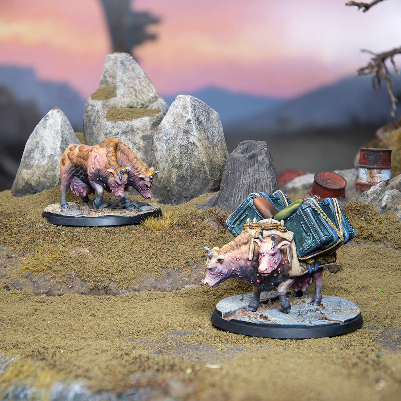 Fallout: Wasteland Warfare – Creatures: Brahmin Herd Diorama Example