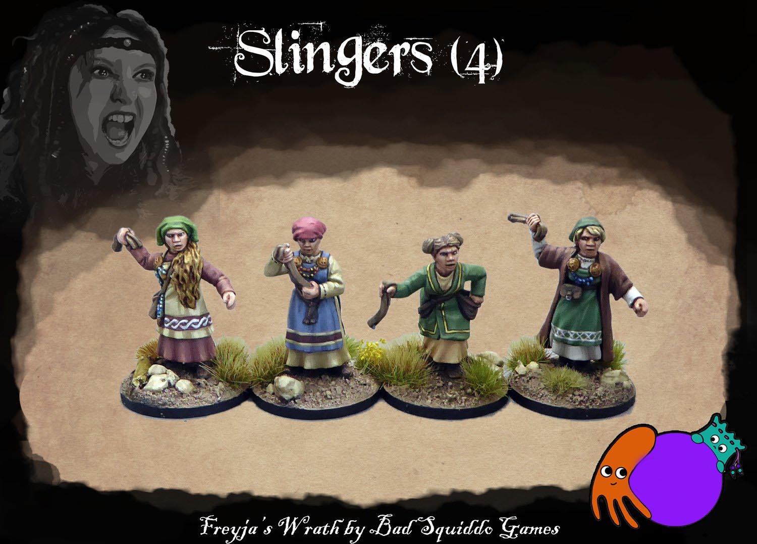 Shieldmaiden Slingers 28 mm Scale Model Metal Figures Painted Examples