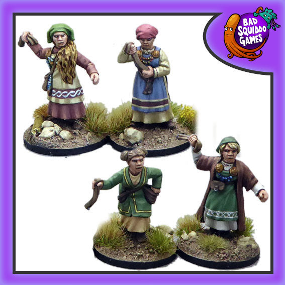 Shieldmaiden Slingers 28 mm Scale Model Metal Figures