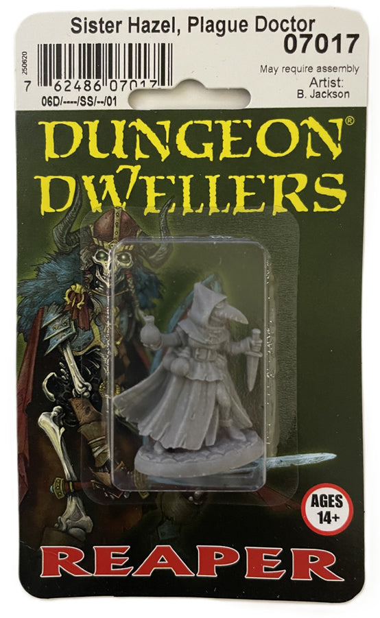 Sister Hazel Plague Doctor 28 mm Scale Plastic Figure - Dungeon Dwellers Collection Blister Packaging