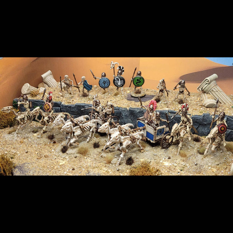 Skeleton Cavalry and Chariots, 28 mm Scale Model Plastic Figures Diorama Example