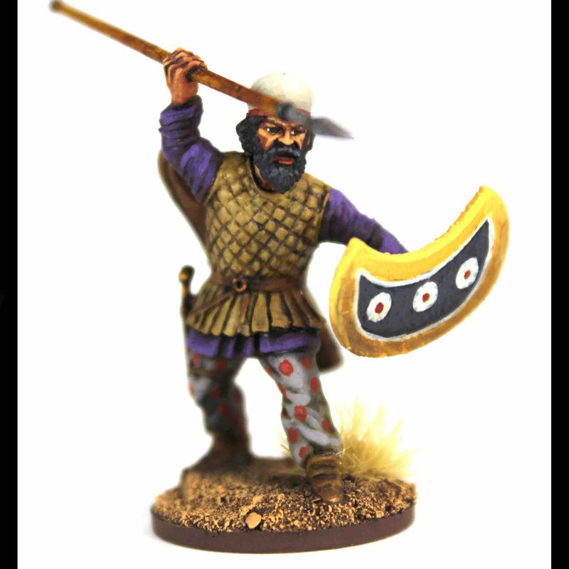 Persian Infantry, 28 mm Scale Model Plastic Figure Painted Example Spear & Thracian Shield