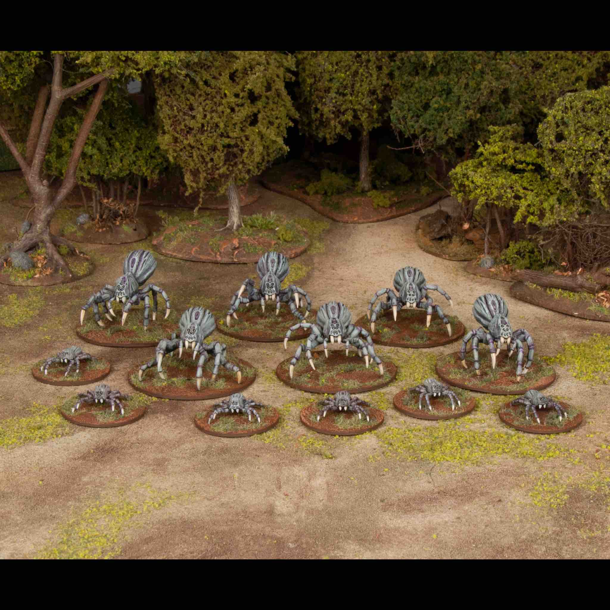 Giant Spiders, 28 mm Scale Model Plastic Figures Painted Examples