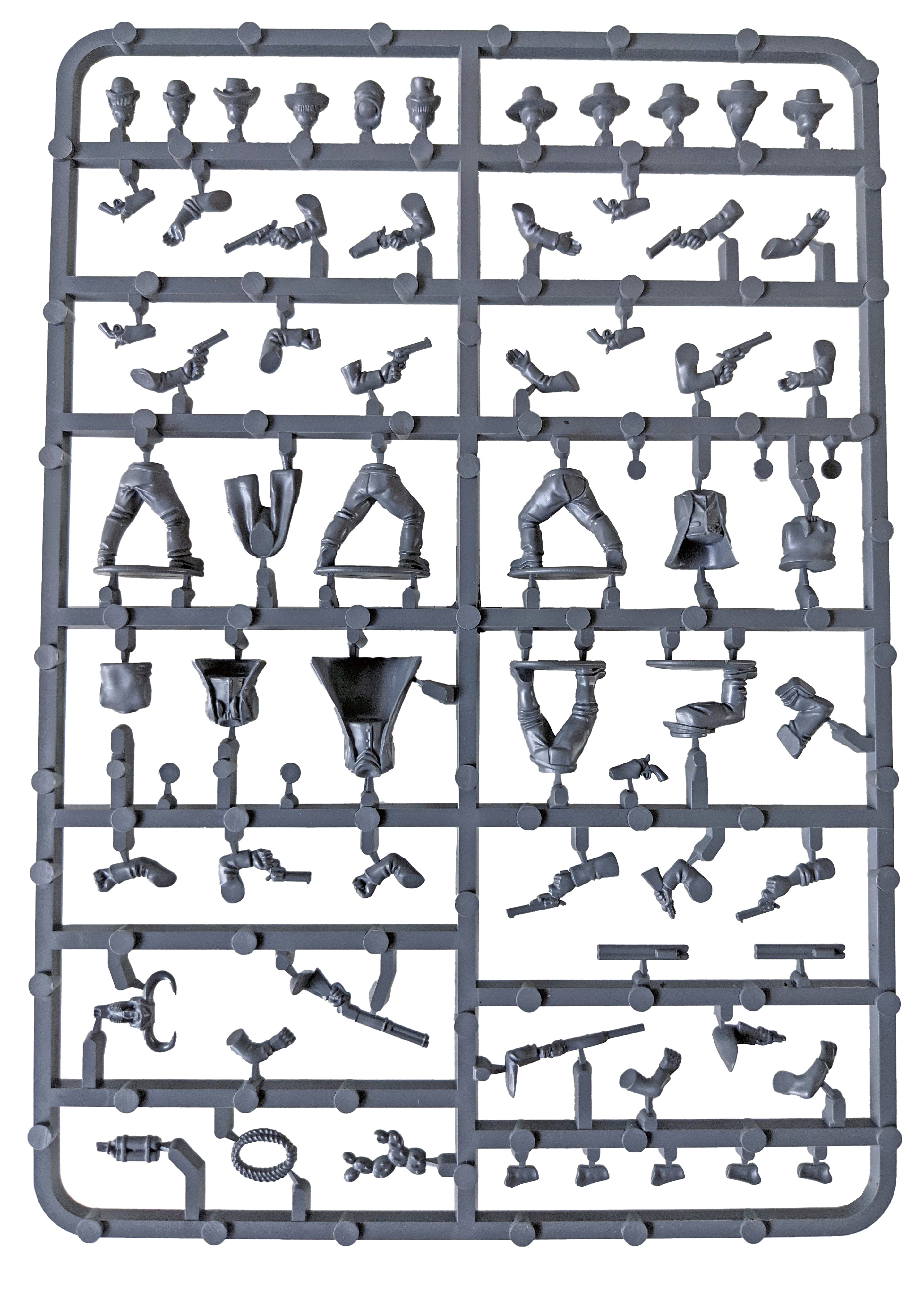 Dead Man’s Hand Gunfighters 28 mm Scale Model Plastic Figures Sprue Back