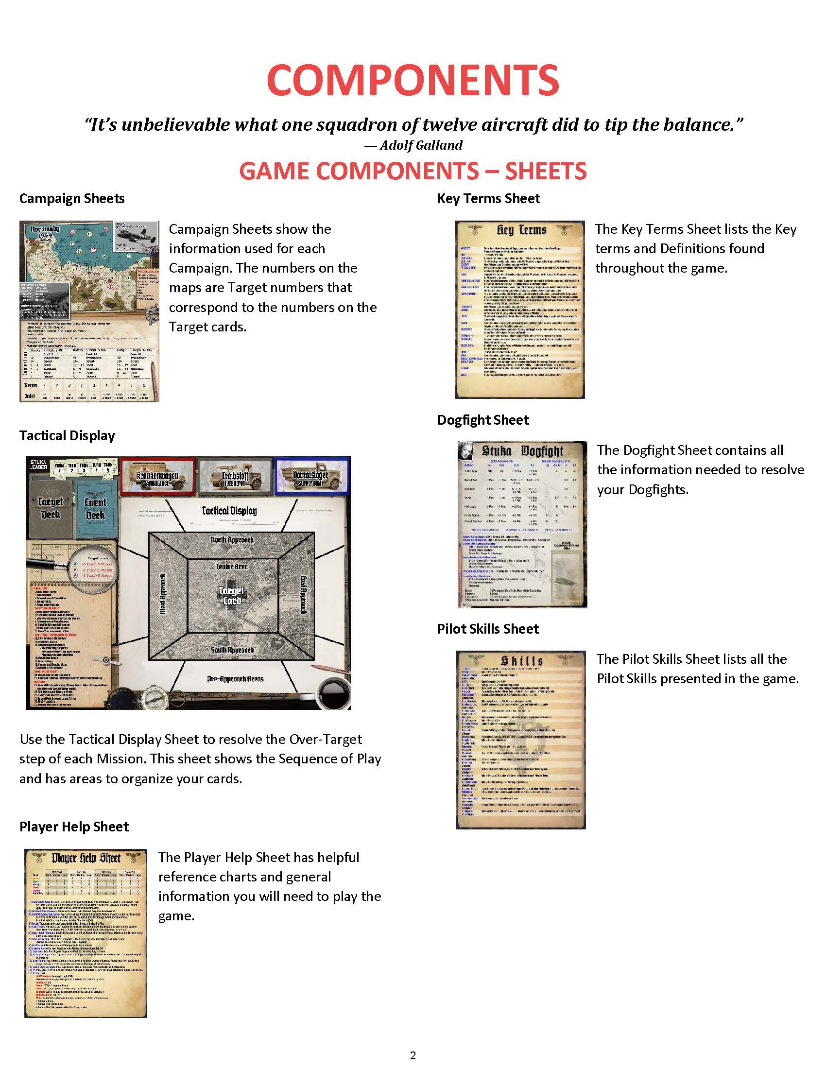 Stuka Leader: The WWII European Theater Solitaire Game Rulebook Page 2