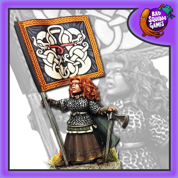 Svala Shieldmaiden Standard Bearer 28 mm Scale Model Metal Figure