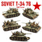 T-34 76/85, 1:144 (12 mm) Scale Model Plastic Kit (Set of 6) T-34 76 Example