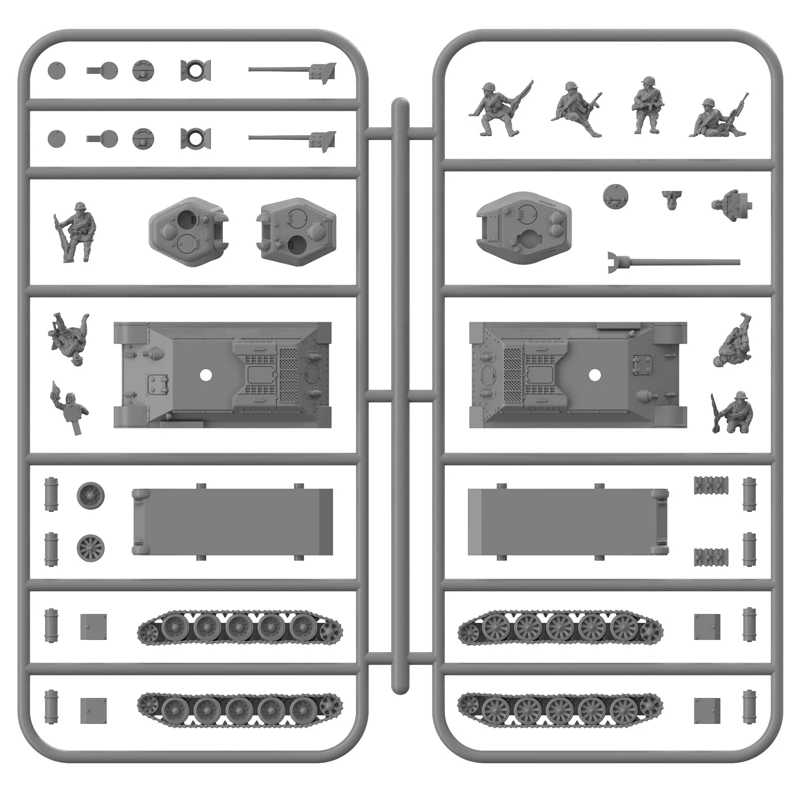 T-34 76/85, 1:144 (12 mm) Scale Model Plastic Kit (Set of 6) Frames