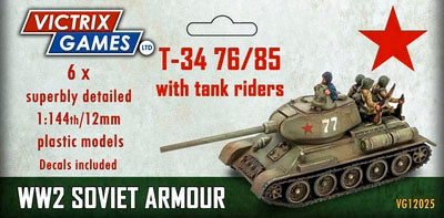 T-34 76/85, 1:144 (12 mm) Scale Model Plastic Kit (Set of 6)