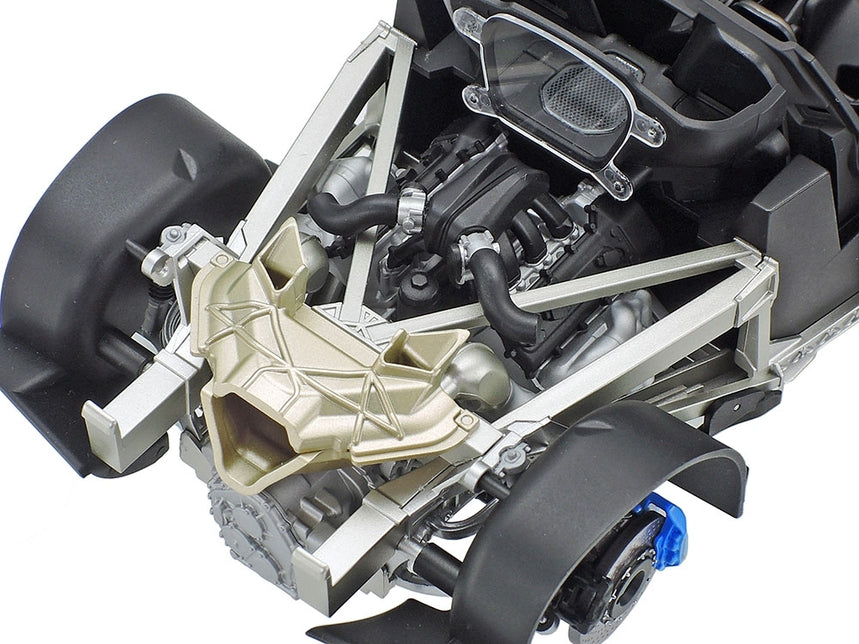 Detailed 1/24 scale V8 twin turbo engine in the Tamiya McLaren Senna