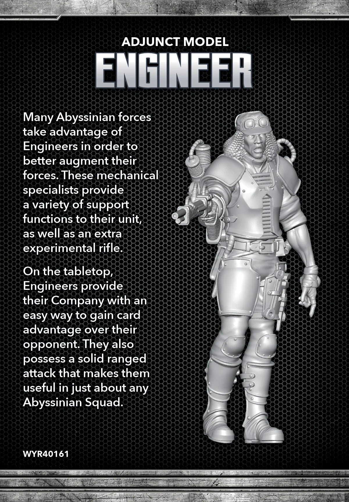 The Other Side - Abyssinian Empire: "Engineer", 32 mm Scale Model Plastic Figure Back of Box