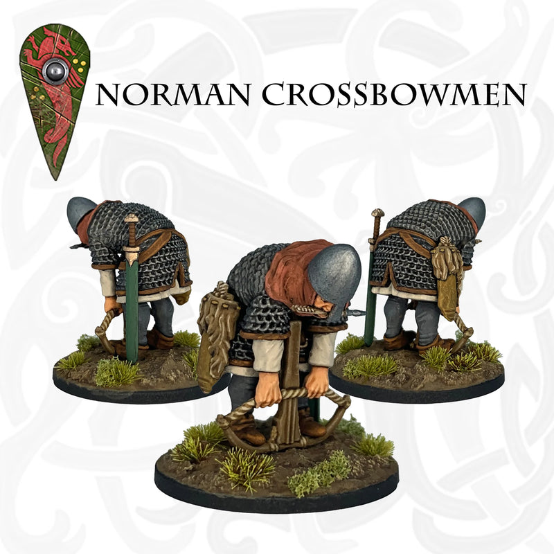 Norman Crossbowmen, 28 mm Scale Model Plastic Figures Armored Example Spanning