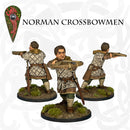 Norman Crossbowmen, 28 mm Scale Model Plastic Figures Unarmored No Helmet Firing
