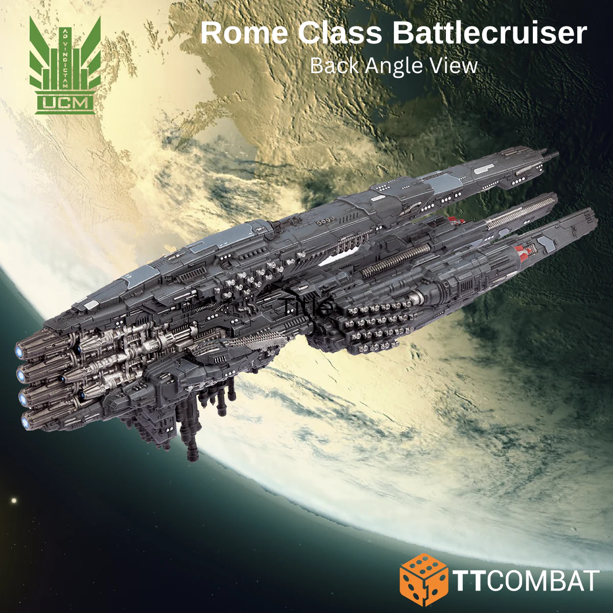 Dropfleet Commander UCM Battlecruisers Rome Class Rear Angle View