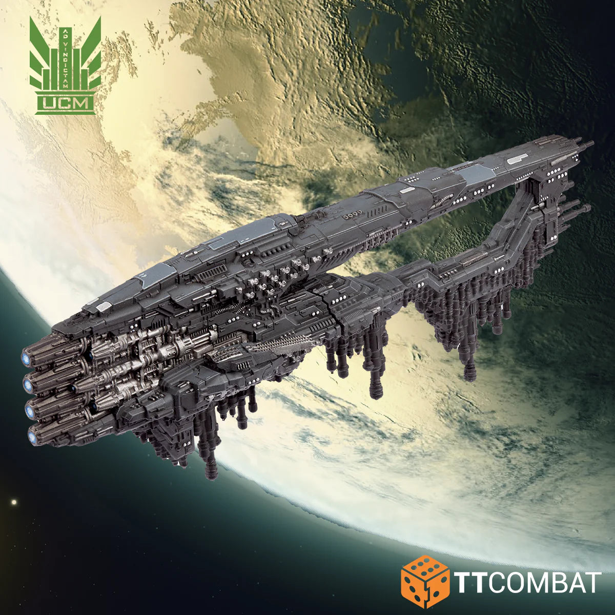 Dropfleet Commander UCM Battlecruisers Vennice Class Rear View