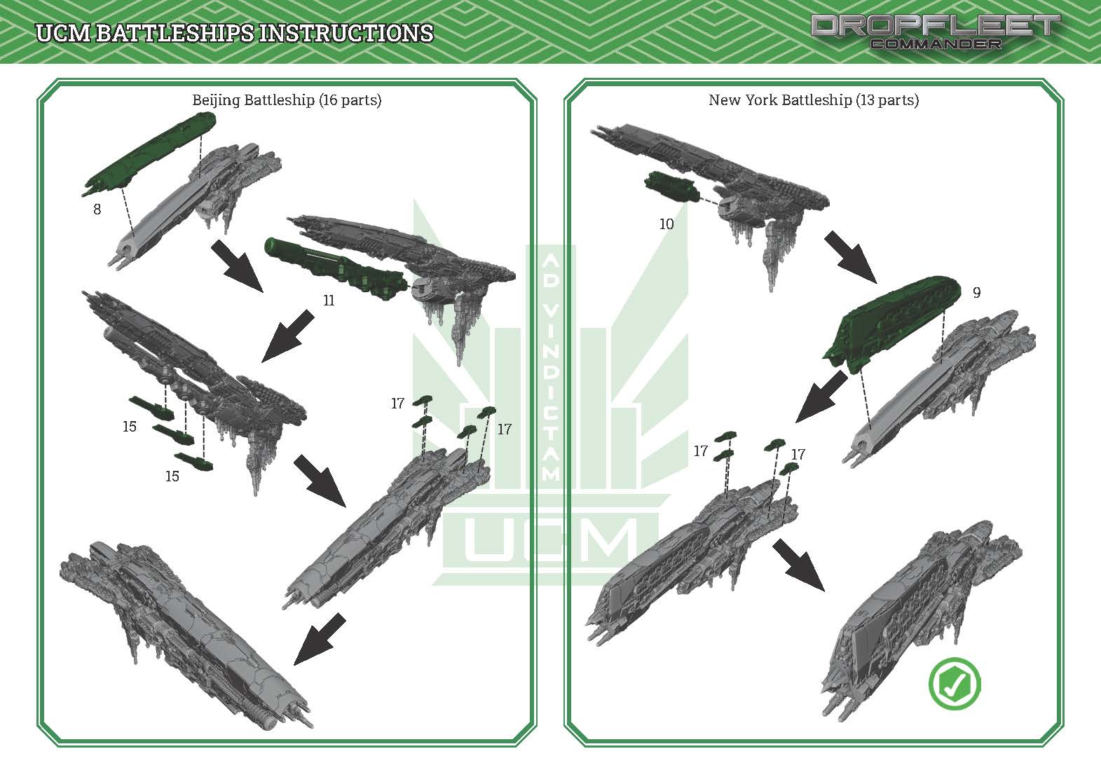 Dropfleet Commander UCM Battleship Instructions Beijing & New York
