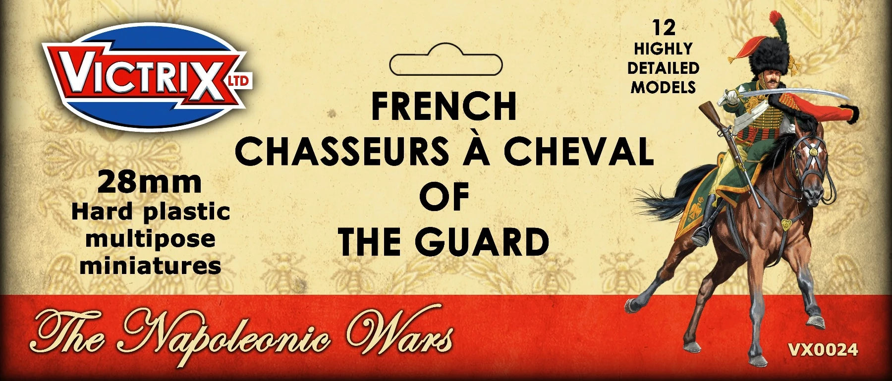 French Chasseur Ã Cheval if the Old Guard, 28 mm Scale Model Plastic Figures