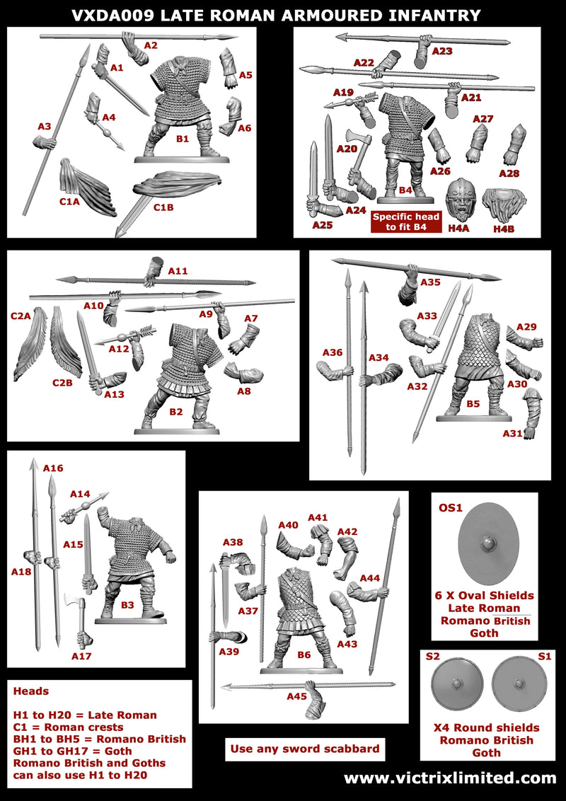 Late Roman Armored Infantry, 28 mm Scale Model Plastic Figures Infantry Assembly Instructions