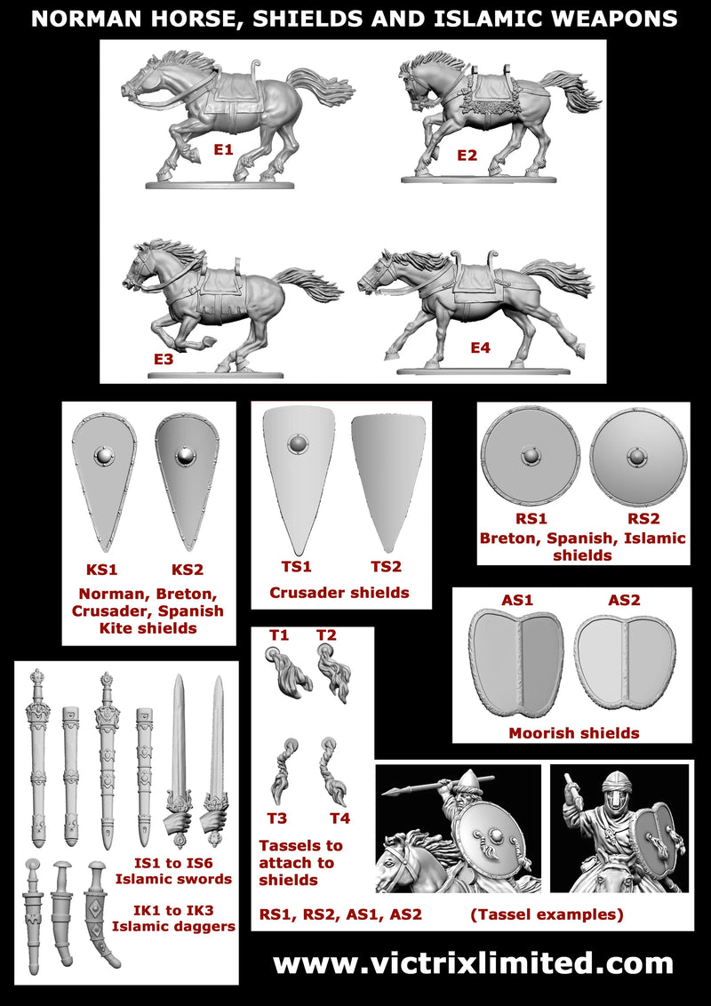 Norman Unarmored Cavalry, 28 mm Scale Model Plastic Figures Horse, Weapon & Shield Options