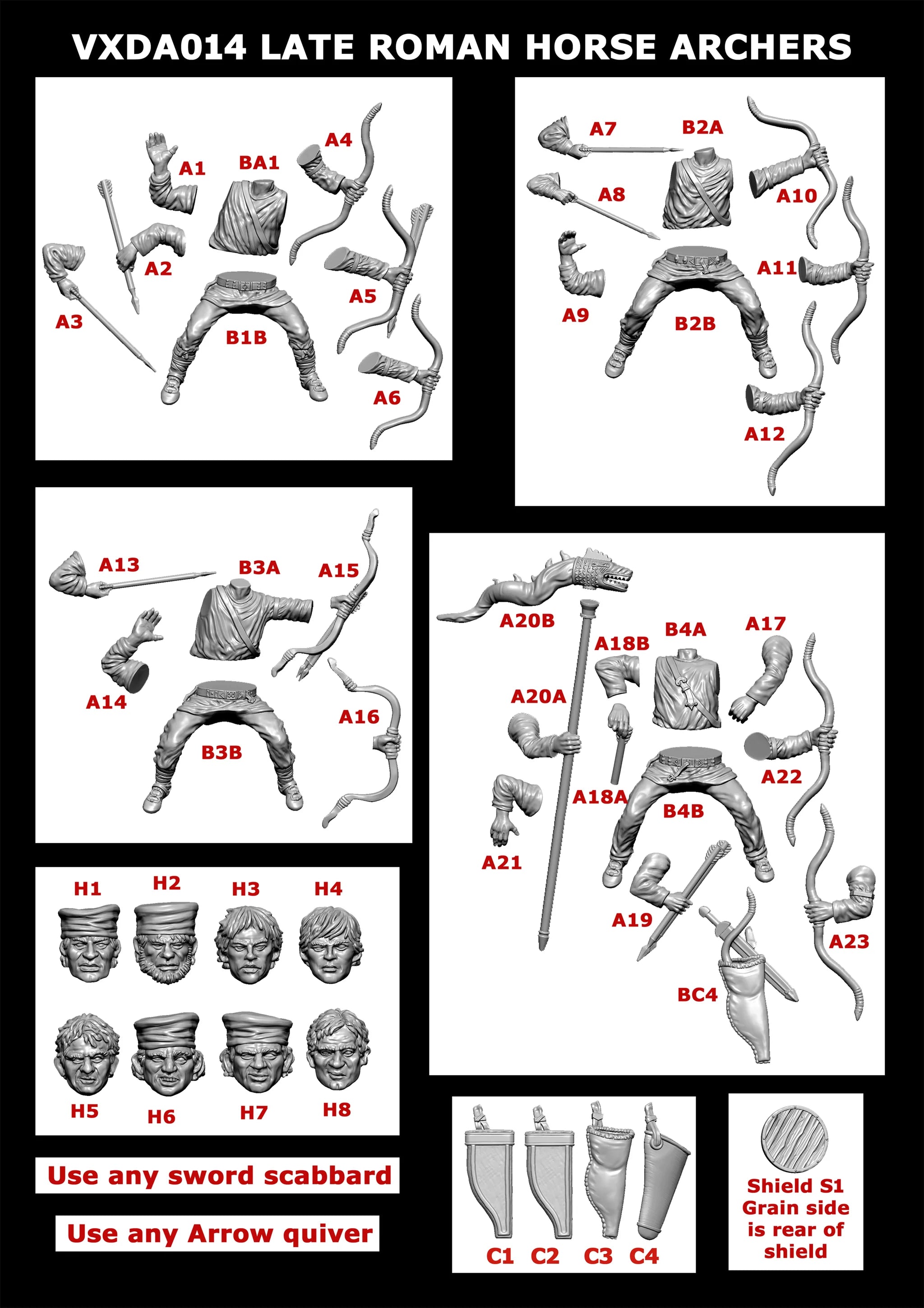 Late Roman Horse Archers, 28 mm Scale Model Plastic Figures Rider Assembly and Options