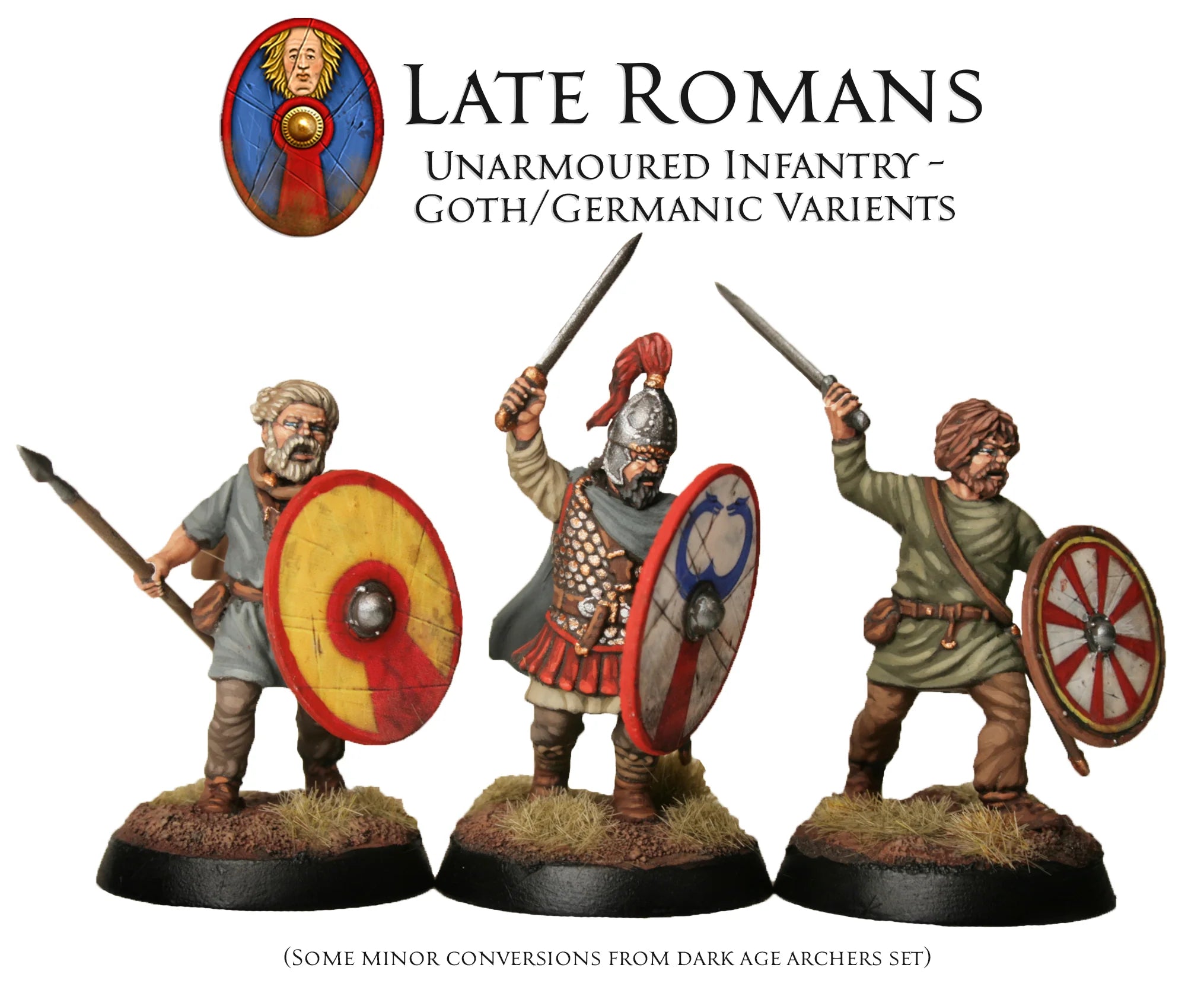 Late Roman Unarmored Infantry, 28 mm Scale Model Plastic Figures Painted Swordsmen