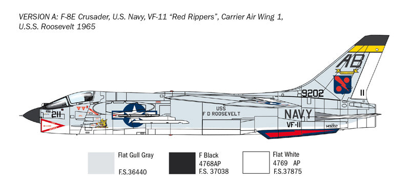 Vought F-8E Crusader, 1/72 Scale Plastic Model Kit Version A